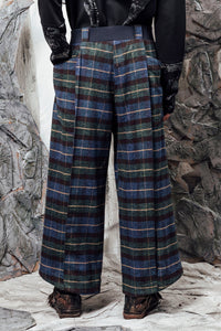 AW24 LYNDON BUTTON FLARE PANTS - JADE TARTAN