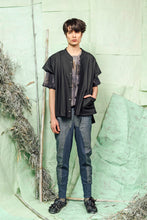 Load image into Gallery viewer, Charcoal Marle, Loose-Fitted, Short-Sleeved, Buttoned, Convertible, Uni-Sex Top
