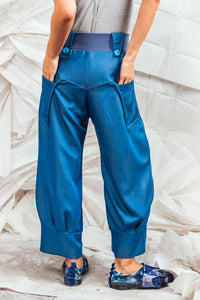 SL25 ORIME  WIDE FOLD PANTS - DENIM AZURE