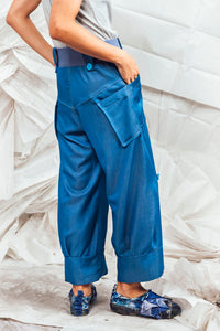 SL25 ORIME  WIDE FOLD PANTS - DENIM AZURE