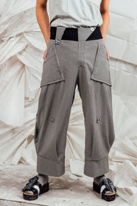 SL25 ORIME WIDE FOLD PANTS - MONO CHECK