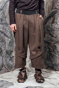 AW24 PLICA DOUBLE CUFF PANTS - CEDARWOOD CHECK