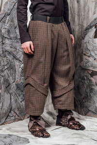 AW24 PLICA DOUBLE CUFF PANTS - CEDARWOOD CHECK