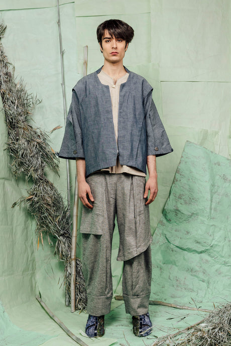 SL26 RENZO KIMONO ZIP JACKET - DENIM