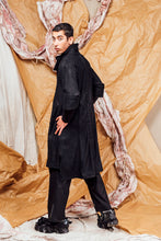 Load image into Gallery viewer, AW25 SAIGE LONG RUCHE JACKET - OBSIDIAN CHENILLE