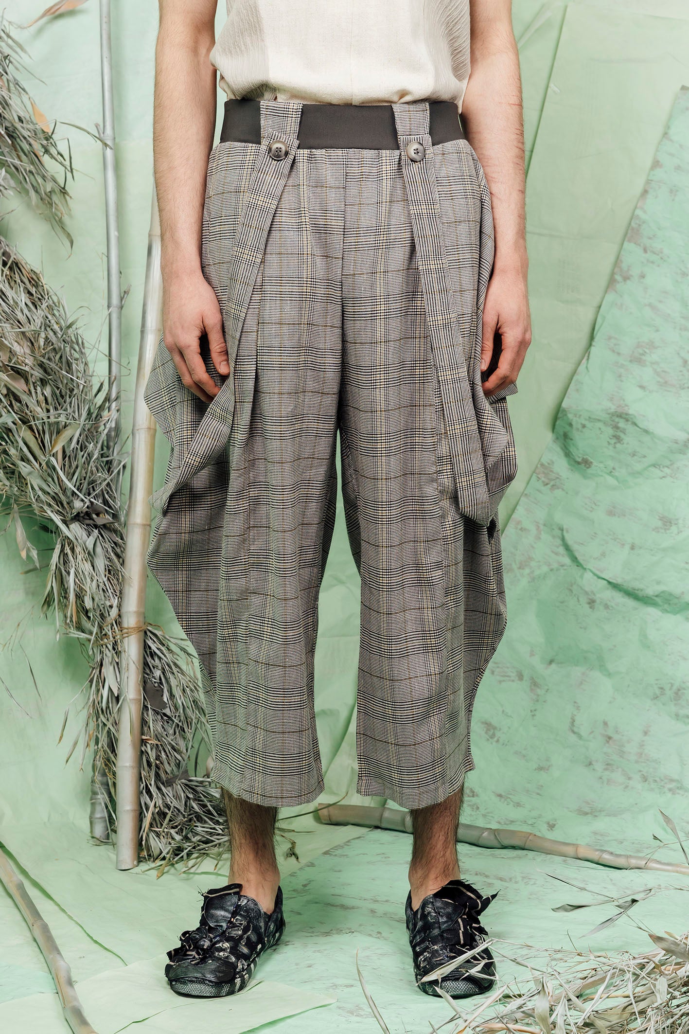 SL26 SHOSAI WRAP PANTS - RIVERSTONE CHECK