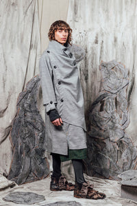 AW24 THORNE DRAPE TRENCH - ASH SLUB