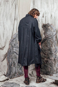 AW24 THORNE DRAPE TRENCH - CHARCOAL FLECK