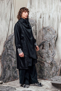 AW24 THORNE DRAPE TRENCH - OBSIDIAN CHENILLE