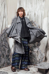 AW24 THORNE DRAPE TRENCH - RIVERSTONE PLAID