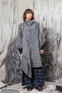 AW24 THORNE DRAPE TRENCH - RIVERSTONE PLAID