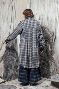 AW24 THORNE DRAPE TRENCH - RIVERSTONE PLAID