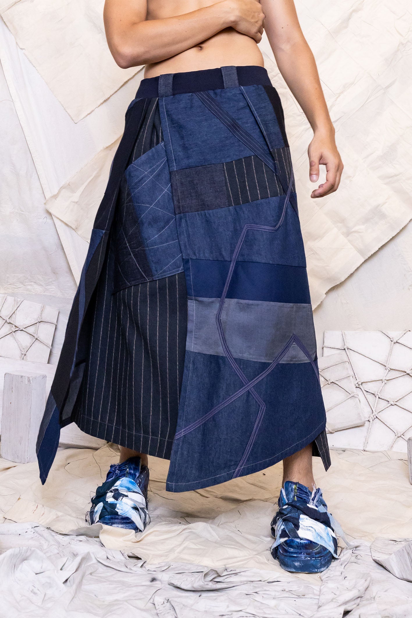 RS25 TAHNI ZERO WASTE SKIRT - ARTISAN DENIM