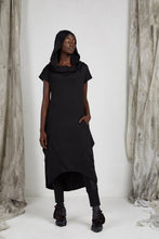 Load image into Gallery viewer, Black Draped Knit Dress with Detachable Hood