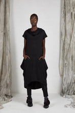 Load image into Gallery viewer, Black Draped Knit Dress with Detachable Hood