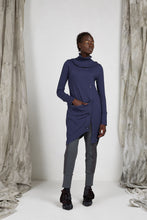 Load image into Gallery viewer, AW21 CYANE DRAPE BUTTON TUNIC - INDIGO