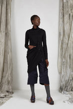 Load image into Gallery viewer, Black Viscose Drape Turtleneck Tunic Top