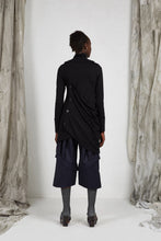 Load image into Gallery viewer, Black Viscose Drape Turtleneck Tunic Top