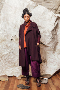 unisex wool merlot long jacket 