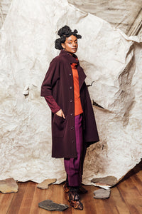 unisex wool merlot long jacket 