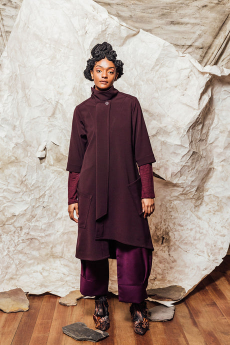 unisex wool merlot long jacket 