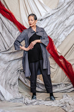 Load image into Gallery viewer, Slate Grey Linen Viscose Twill Cowl Drape Shirt Dress