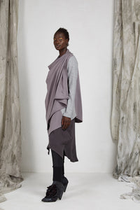 Unisex Waterfall Drape jacket in Viscose Ponti Knit