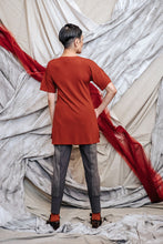 Load image into Gallery viewer, Womens Flare Knit Top in Red Ochre Viscose Liquid Jersey