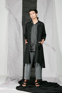 Black Long Line Unisex Shirt jacket