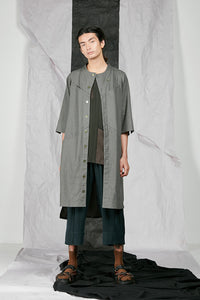 Sage Khaki Unisex Linen Shirt Jacket