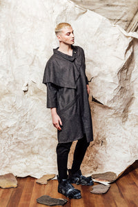 unisex wool charcoal scarf tunic dress 