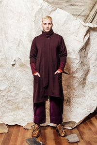 unisex wool merlot long jacket 