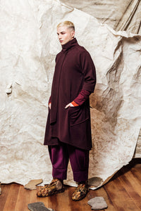 unisex wool merlot long jacket 