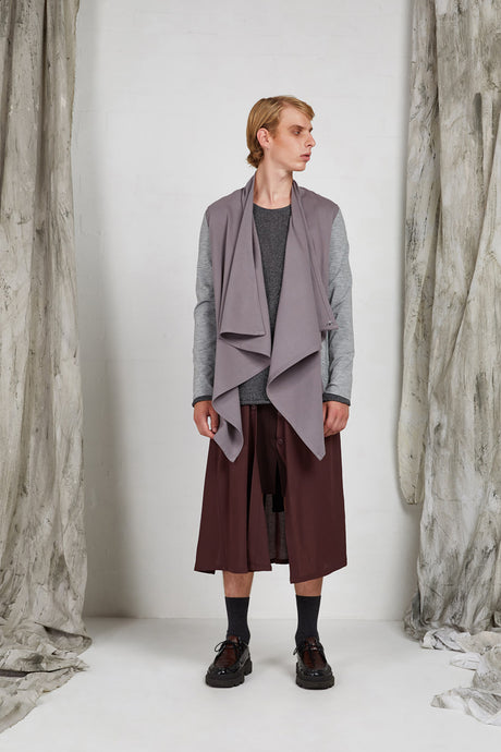 Waterfall Drape Shawl Collar Jacket in Viscose Ponti Knit