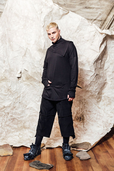 mens funnel neck jumper raven