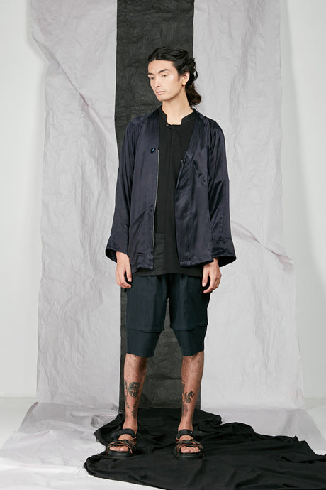 Tencel Cupro Linen Unisex Kimono Zip Jacket