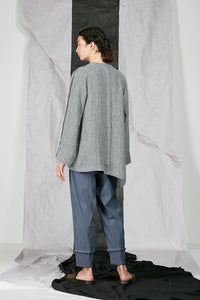 Crinkled Linen Unisex Kimono Zip Jacket