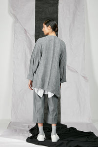 Crinkled Linen Women's Unisex Kimono Zip Jacket