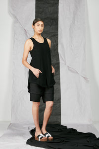 Women's Black Linen Flared Tank Top